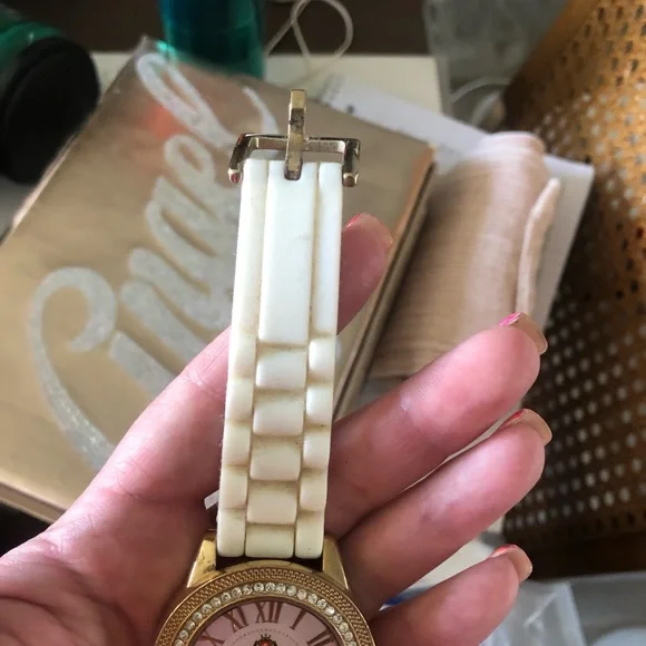 Gold louis richard watch with beige silicone band - Picture 2 of 3